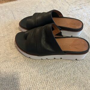 Gentle Souls Black Leather Mules